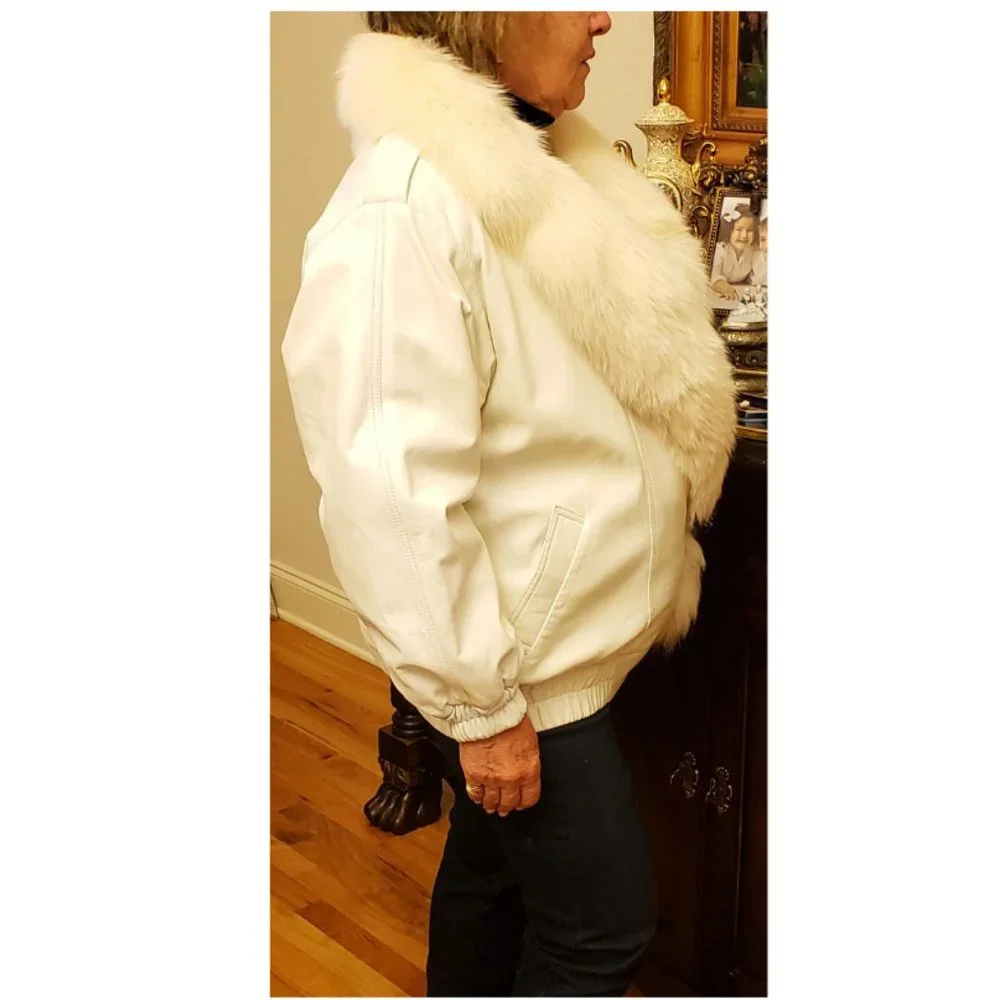 RAJAC LIMITED Canada Women's Winter Leather & Fur Jacket Sz.-14 White - Picture 6 of 8